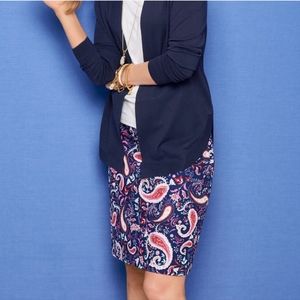 Talbots Navy Watercolor Canvas A- Line Skirt - Size 6
